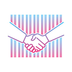 Handshake barcode, symbolizing business deals, digital agreements, and online transactions.