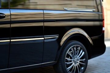 Luxury Van. Black VIP Shuttle with Comfortable and Prestigious Interior Design