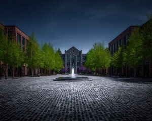 Urban courtyard with fountain