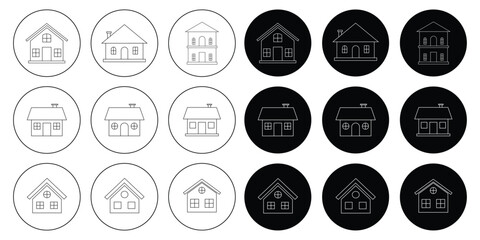 House icons set. Home icon collection. Real estate. Flat style houses symbols for apps and websites. tiny house icon line art vector. Vector set of house thin line icons. home icon set. Eps 10. 