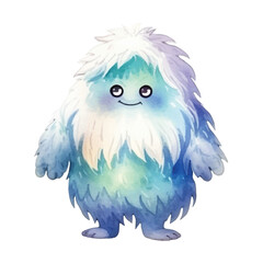 Watercolor Yeti A Smiling BlueTinted Cryptid