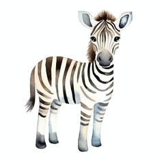 Watercolor Young Zebra Portrait Soft Hues Gentle Gaze