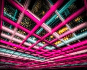 Urban grid of glowing lights