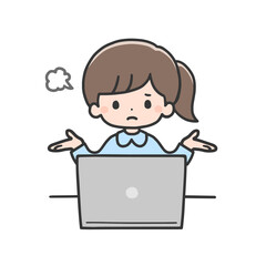 パソコンの前で憤る女の子