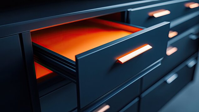Open drawer, illuminated interior (1)