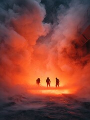 Obraz premium Lava flow, three figures