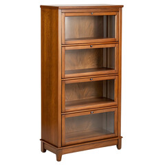 Tall Narrow Wooden Barrister Bookcase with Glass Doors