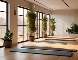 Serene Yoga Studio with Natural Light for Wellness and Meditation