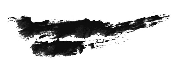 black watercolor background. Artistic hand paint. Isolated on transparent background.