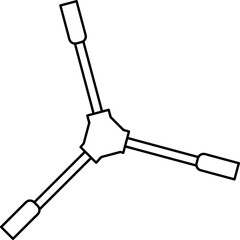 Tri-Socket Wrench Tool: Line Art Illustration