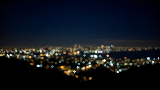 Dreamy nightscape with abstract city lights