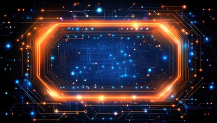Digital circuit board with glowing frame