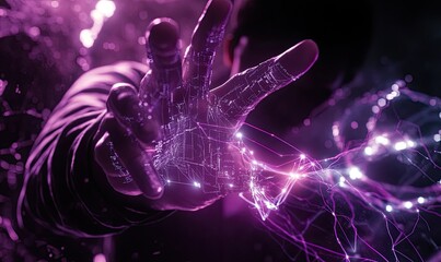 Cybernetic hand reaching out