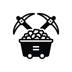 Black solid icon for coal mine