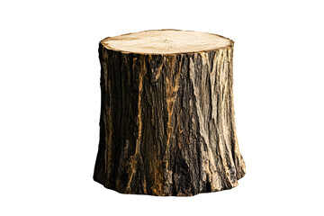 Isolated tree stump on a black background showcasing natural textures and details