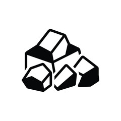 Black solid icon for piece of coal