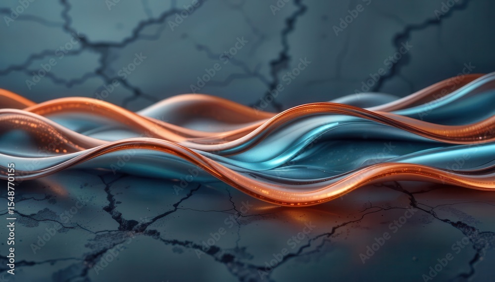 Aufkleber Abstract wave patterns in orange and blue on a textured surface for computer backgrounds