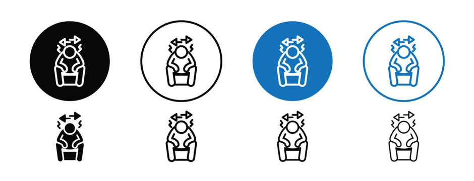 Set of colored pixel perfect OCD icon, 1 silhouette, 1 unexpanded, Icon depicting obsessive-compulsive disorder with repetitive action symbols.