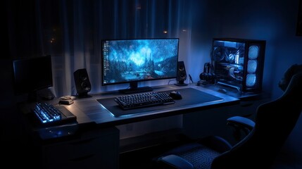 Naklejka premium Gaming computer setup