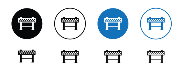 Set of colored pixel perfect Road closed icon, 1 silhouette, 1 unexpanded, Barrier or stop sign icon for closed road.