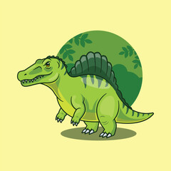 Cartoon Vector Illustration of Spinosaurus Dinosaur