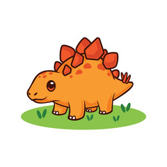 Cartoon Vector Illustration of Stegosaurus Dinosaur