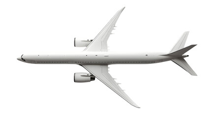 Obraz premium Aerial View of a White Airplane Isolated on Black Background for Commercial Use