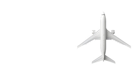 Fototapeta premium Minimalistic aerial view of a sleek white airplane against a stark black background
