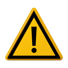 Yellow triangle warning sign isolated on transparent background
