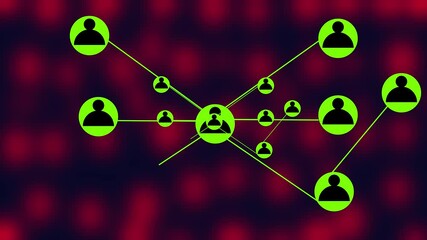 Network system, network connections with people icons and man icon animation. Animation of network connections. futuristic digital network technology concept - Powered by Adobe