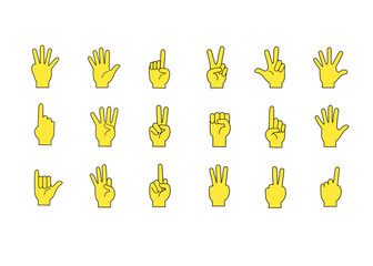 Hand Emoji Icon Set - No Skin Tone - Editable Stroke