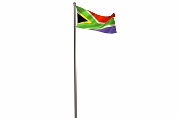 South african flag on flagpole