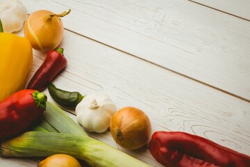Fresh vegetables on table