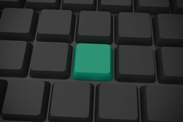 Black keyboard with green key