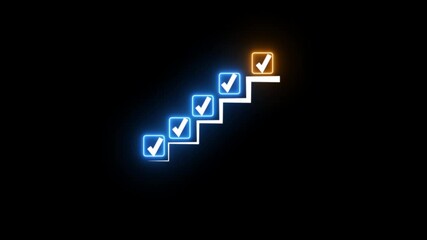 Checklist and task progress tracking concept on transparent background. Productivity, goal setting, and efficient project management. Motion graphics of progress icons. 4k video