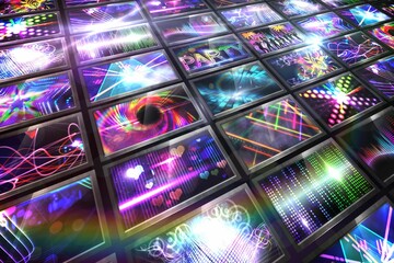 Screen collage showing disco images