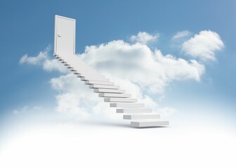 Steps leading to closed door in the sky