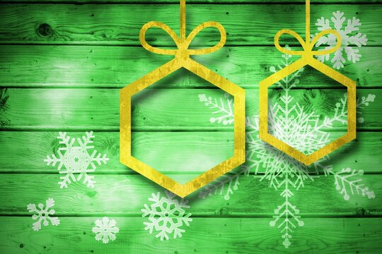Fototapeta Christmas decorations over wood