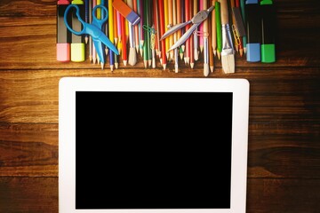 Students desk with tablet pc © vectorfusionart