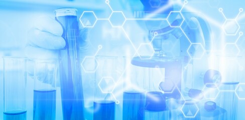 Background with Scientist working in laboratory