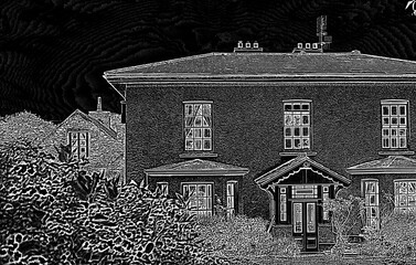 Pretty house with a black and white filter