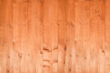 Naklejka premium Smooth wooden plank surface is featuring flat design with sheen, warm brown grain patterns and kno