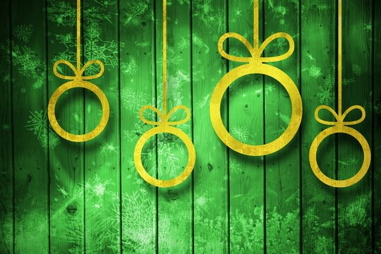 Fototapeta Christmas decorations over wood