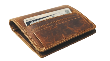 Elegant brown leather wallet displaying business cards in a refined manner