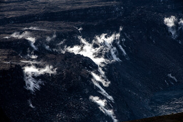 A volcanic scene captured in Hawaiʻi Volcanoes National Park on the Big Island of Hawaii, showing...