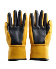 Pair of  work gloves, mustard yellow and black