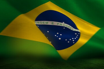 Digitally generated brazilian flag waving
