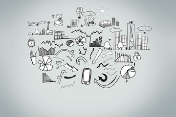 Business graphic on grey background