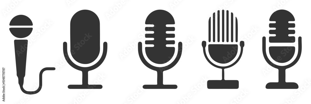Poster radio mic icon on white background. simple element illustration from hardware concept. editable stro