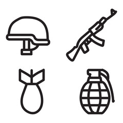 Military icon isolated on white background. Military icon black on white. Vector illustration.